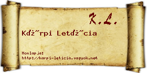 Kárpi Letícia névjegykártya